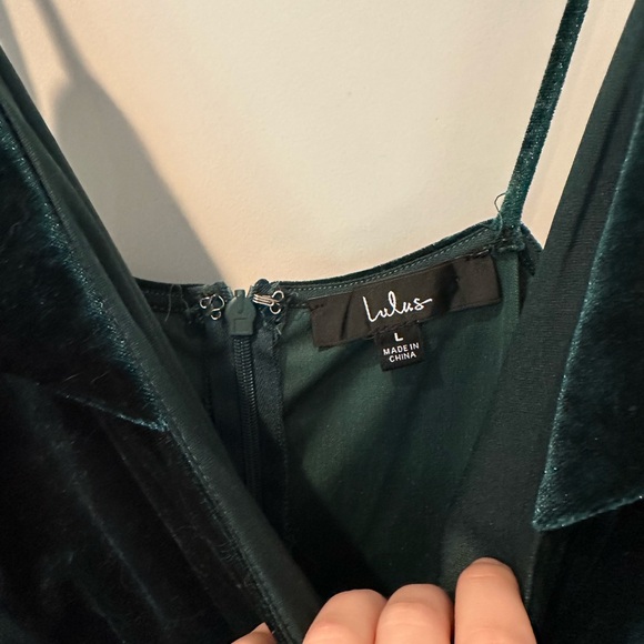 Lulus velour dark green jumpsuit size L - Picture 5 of 9